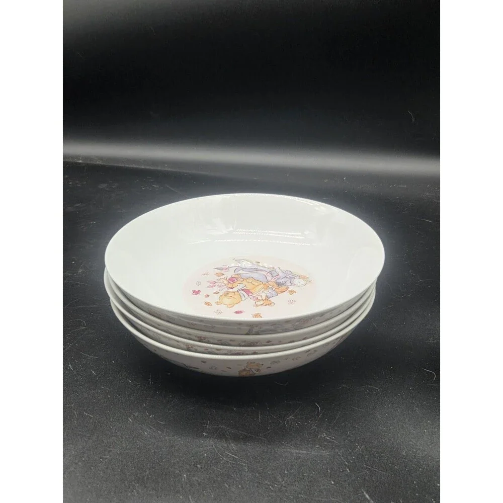 4 Disney Winnie The Pooh Tigger Piglet Eeyore Autumn Ceramic Pasta Dinner Bowl